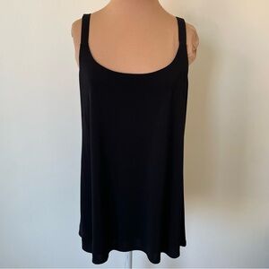 EILEEN FISHER Stretch Silk Jersey Double Layer Scoop Neck Black Cami Tank Top M